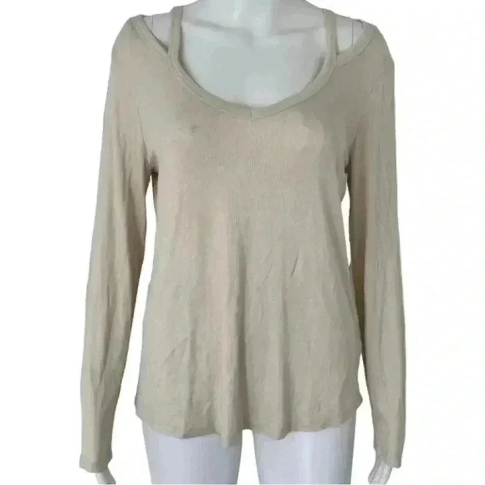 Energie Long‎ Sleeve Cold Shoulder Top, Sz L